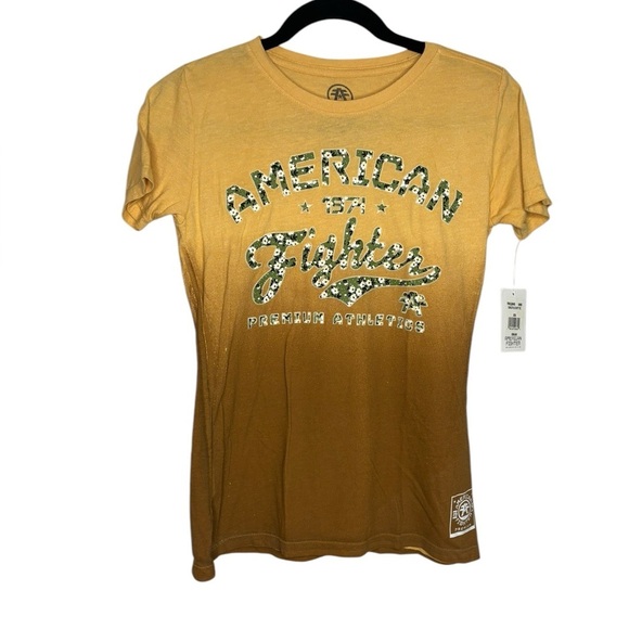 NWT American Fighter Dailey Short Sleeve Mocktwist Tee in Amber Ombré Size XS - Picture 1 of 12